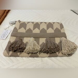 Mudpie Chevron Pattern Clutch with Tassels